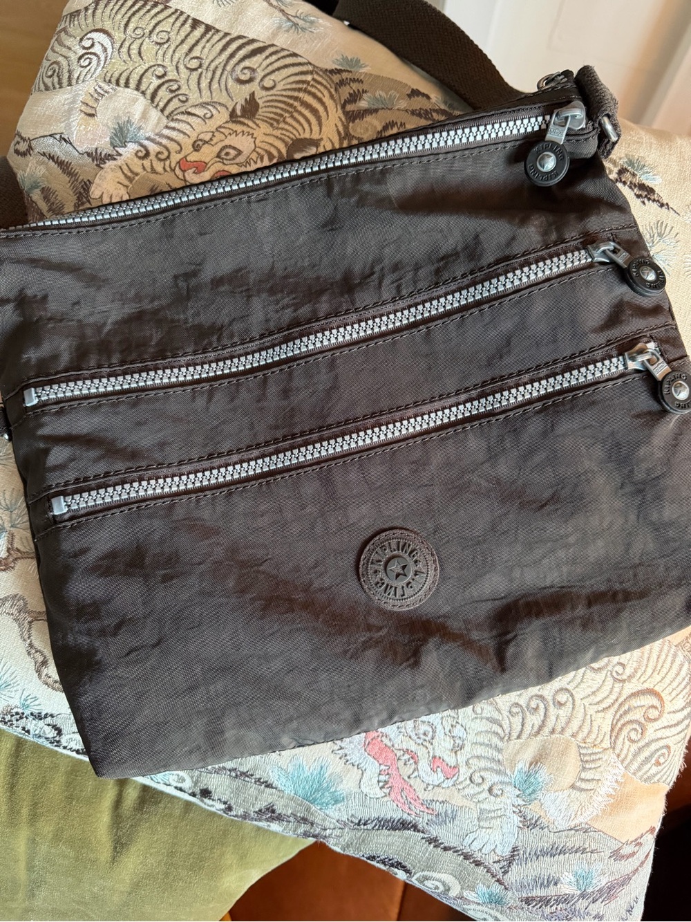 Kipling Alvar Brown Nylon Crossbody Bag